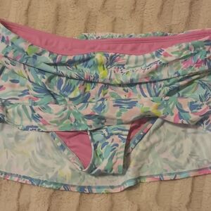 EUC Lilly Pulitzer Calah Skirted Swim bottom Blue Ibiza Cabana Cocktail